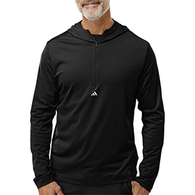 Adidas - Lightweight Performance Quarter-Zip Hooded Pullover: AD-A596