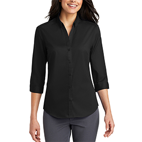 Port Authority Women's Quarter-Sleeve SuperPro Twill Shirt: PO-L665