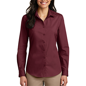 Port Authority Women Long Sleeve Carefree Poplin Shirt: PO-LW100