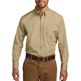 Port Authority Men Long Sleeve Carefree Poplin Shirt: PO-W100