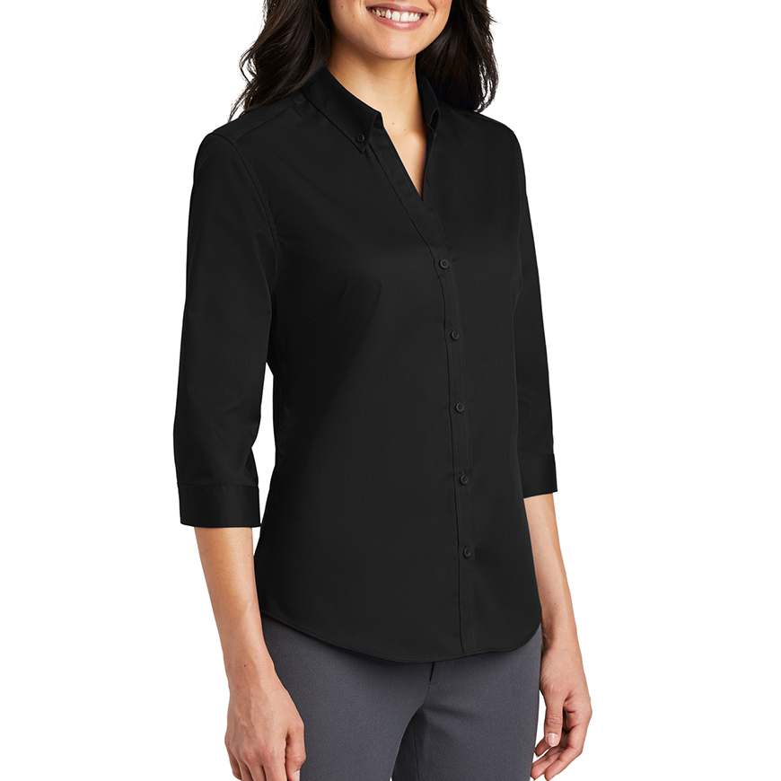 Port Authority Women's Quarter-Sleeve SuperPro Twill Shirt: PO-L665V2