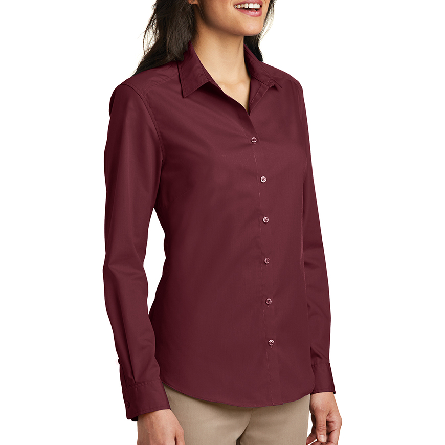 Port Authority Women Long Sleeve Carefree Poplin Shirt: PO-LW100V2