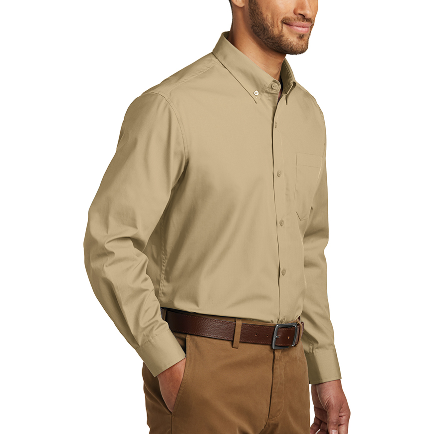 Port Authority Men Long Sleeve Carefree Poplin Shirt: PO-W100V2